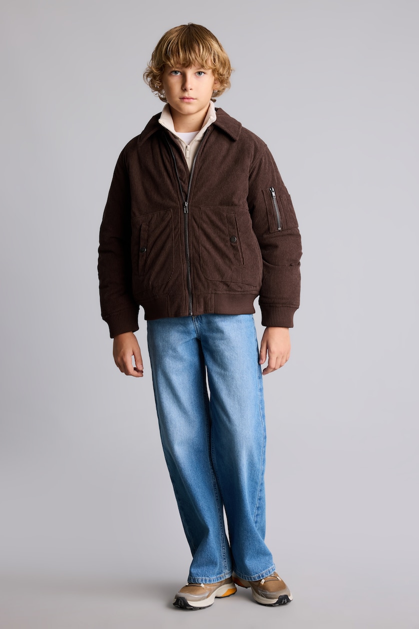 Young Boys - Teen Boys Brown Boy Polo Collar Taffeta Puffer Jacket