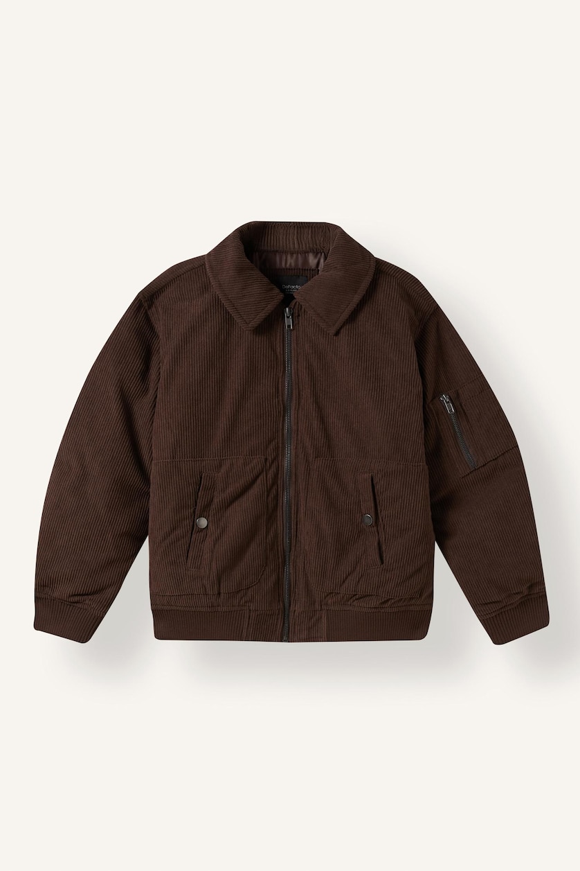 Young Boys - Teen Boys Brown Boy Polo Collar Taffeta Puffer Jacket