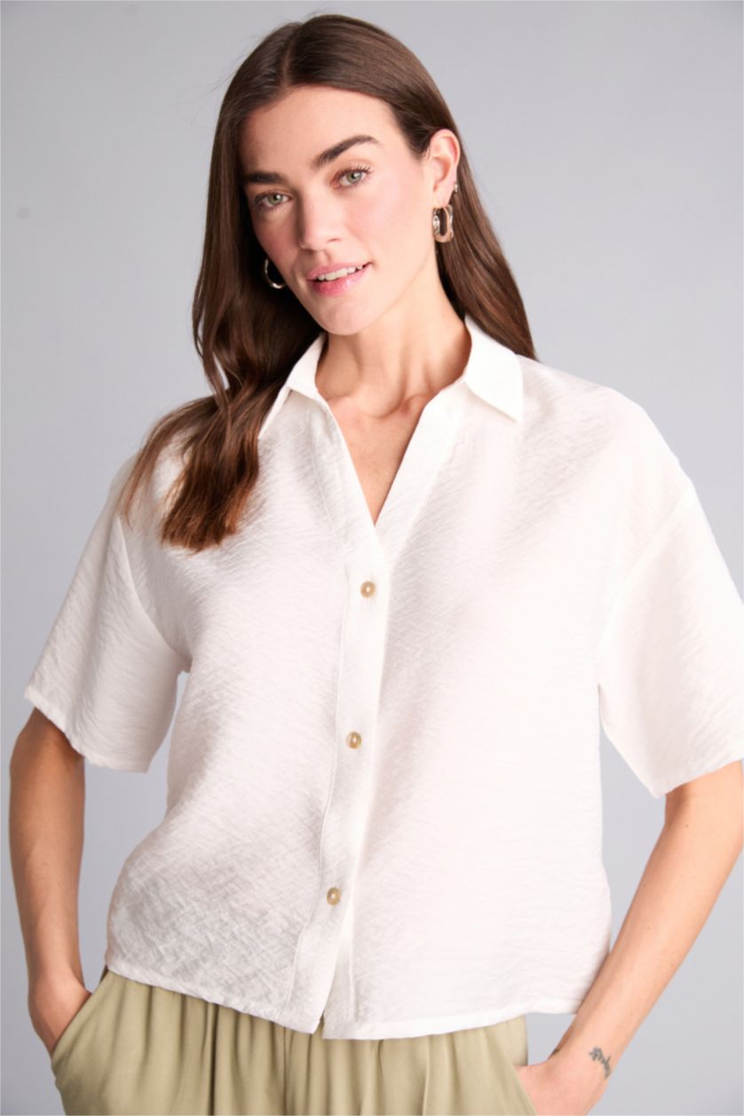 Женщины Бежевый Regular Fit Short Sleeve Shirt