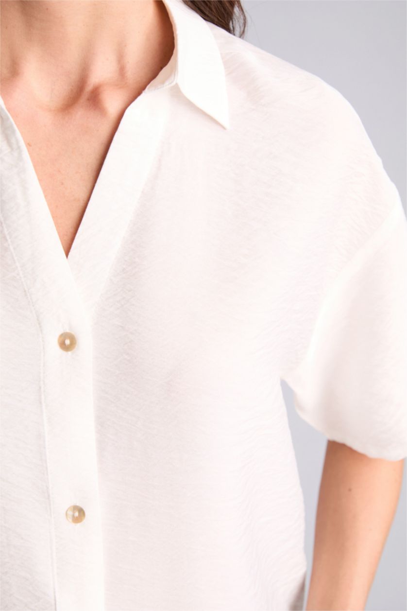 Женщины Бежевый Regular Fit Short Sleeve Shirt