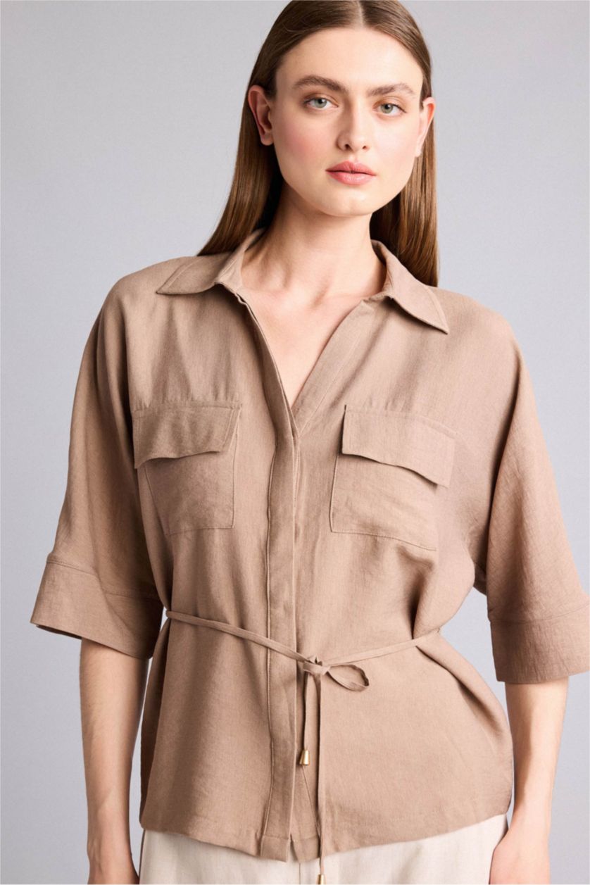 Женщины Визон Рубашка Oversize