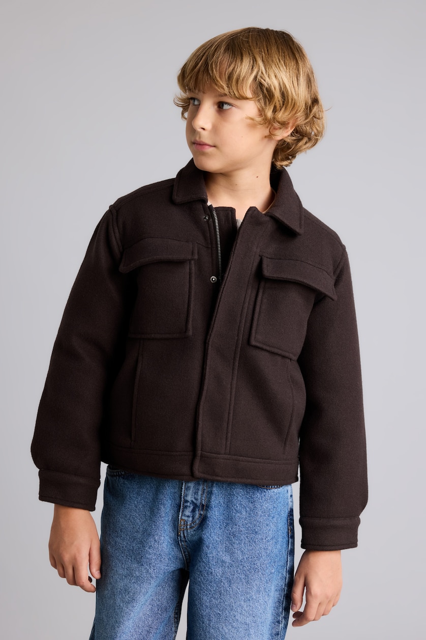 Young Boys - Teen Boys Brown Boy Polo Collar Taffeta Puffer Jacket