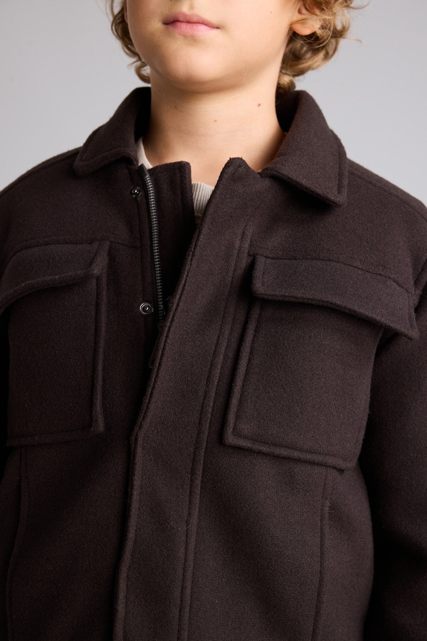 Young Boys - Teen Boys Brown Boy Polo Collar Taffeta Puffer Jacket