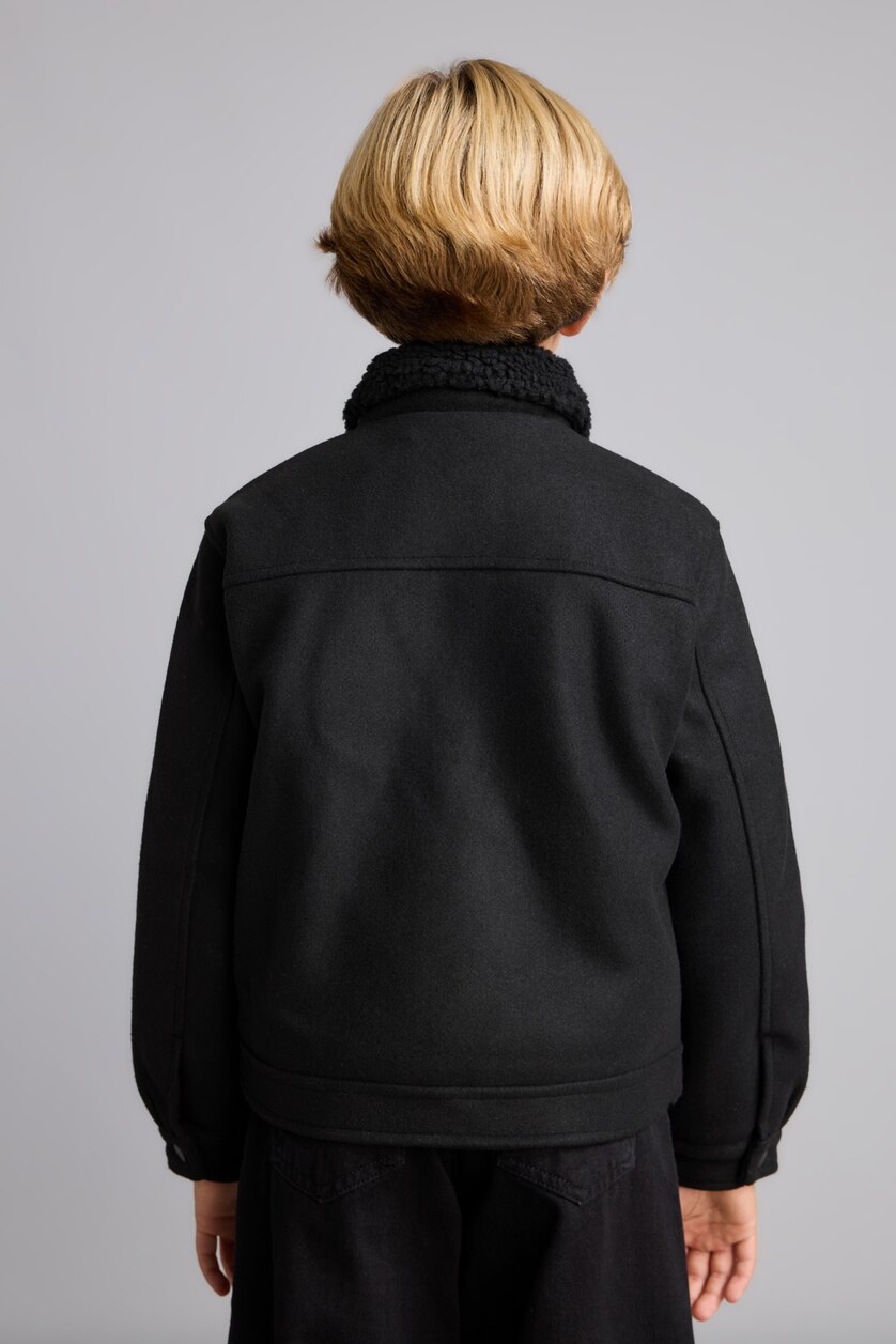 Young Boys - Teen Boys Black Boy Polo Collar Taffeta Puffer Jacket