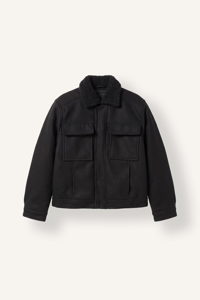 Young Boys - Teen Boys Black Boy Polo Collar Taffeta Puffer Jacket
