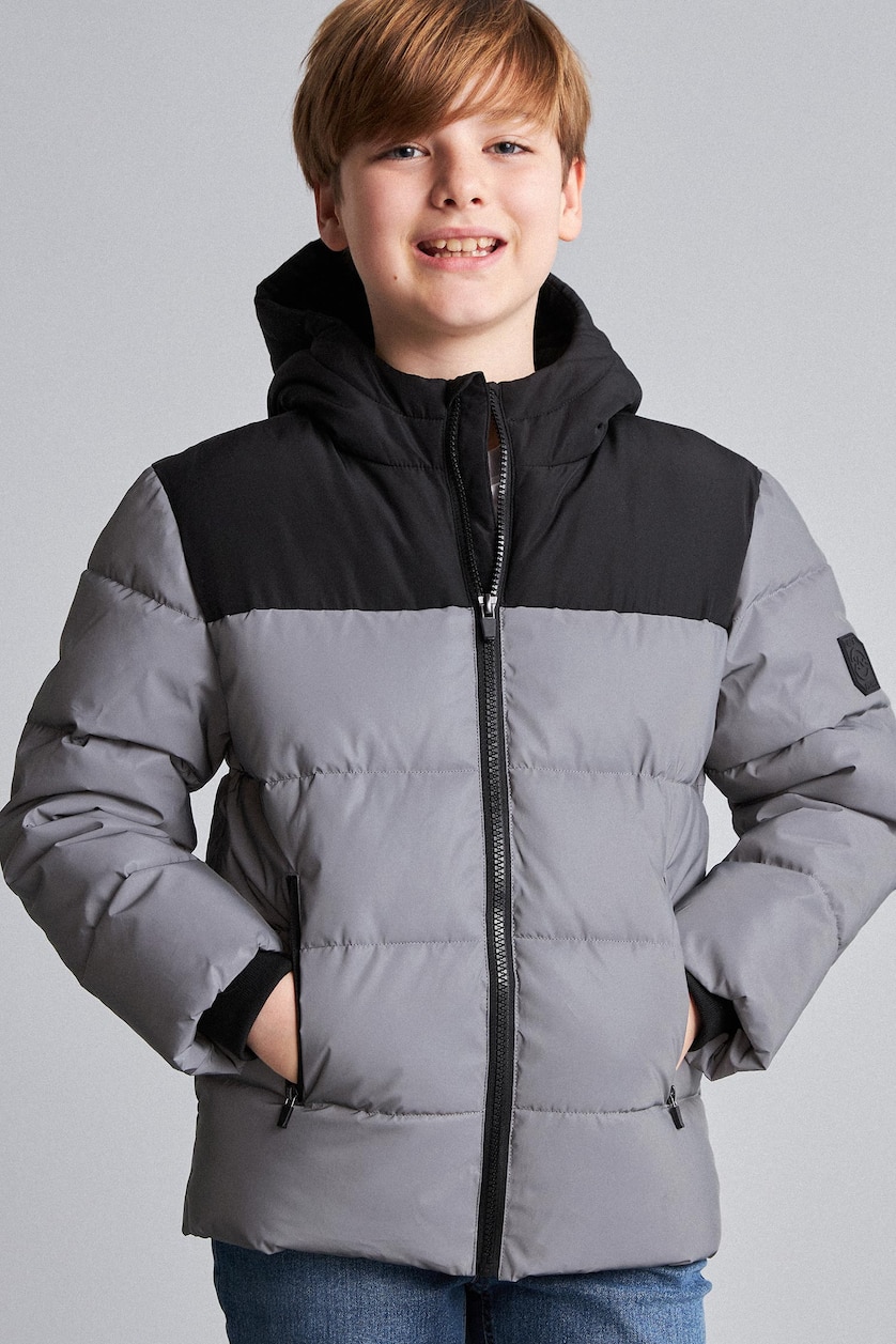 Young Boys - Teen Boys REFLECTOR GREY Boy Hooded Taffeta Puffer Jacket