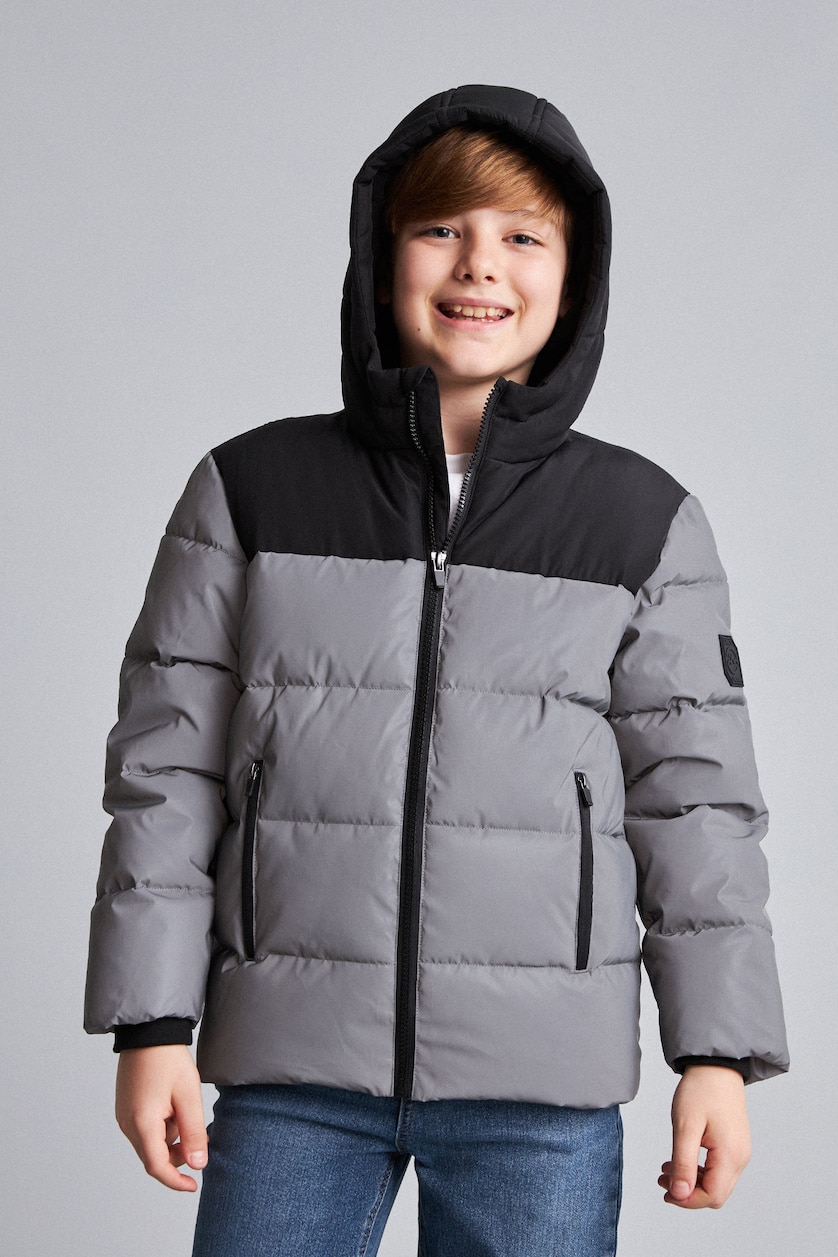 Young Boys - Teen Boys REFLECTOR GREY Boy Hooded Taffeta Puffer Jacket