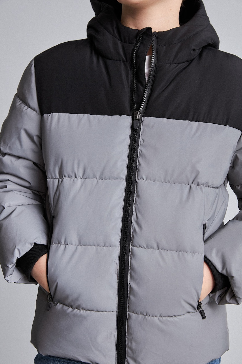 Young Boys - Teen Boys REFLECTOR GREY Boy Hooded Taffeta Puffer Jacket