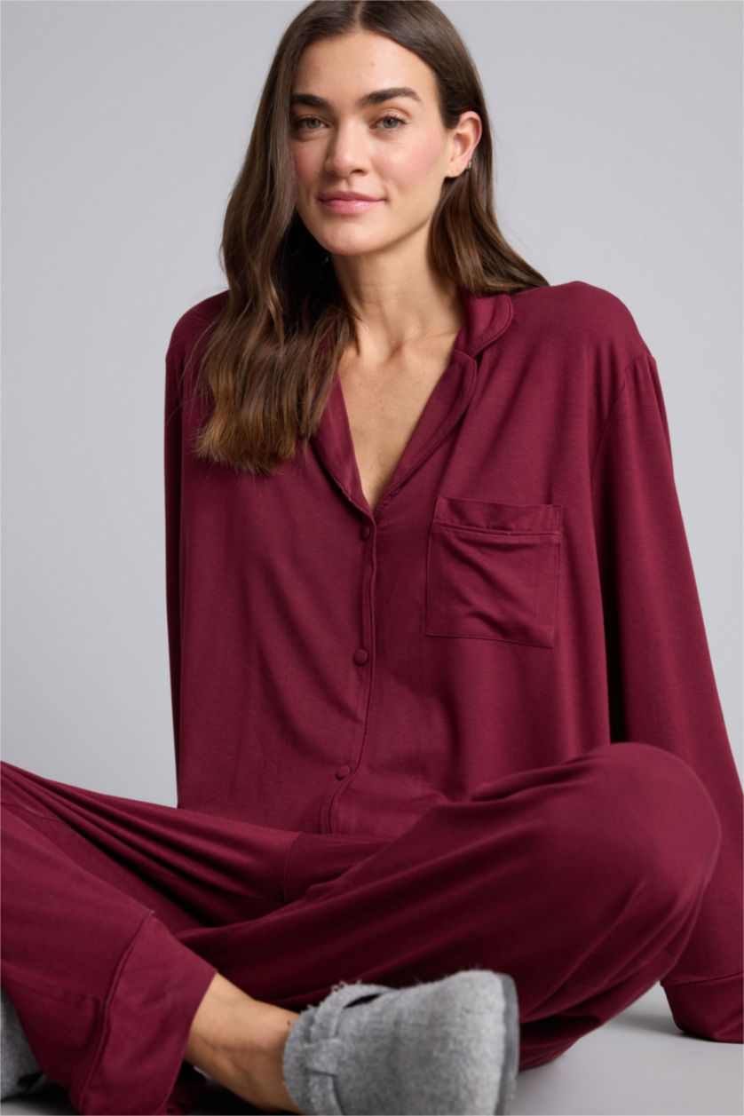 Әйелдерге Бордо Regular Fit ұзын жеңді 2 дана жинақ