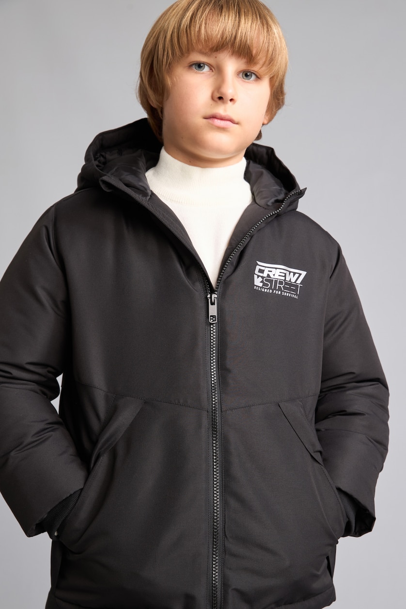 Young Boys - Teen Boys Black Boy Hooded Taffeta Puffer Jacket