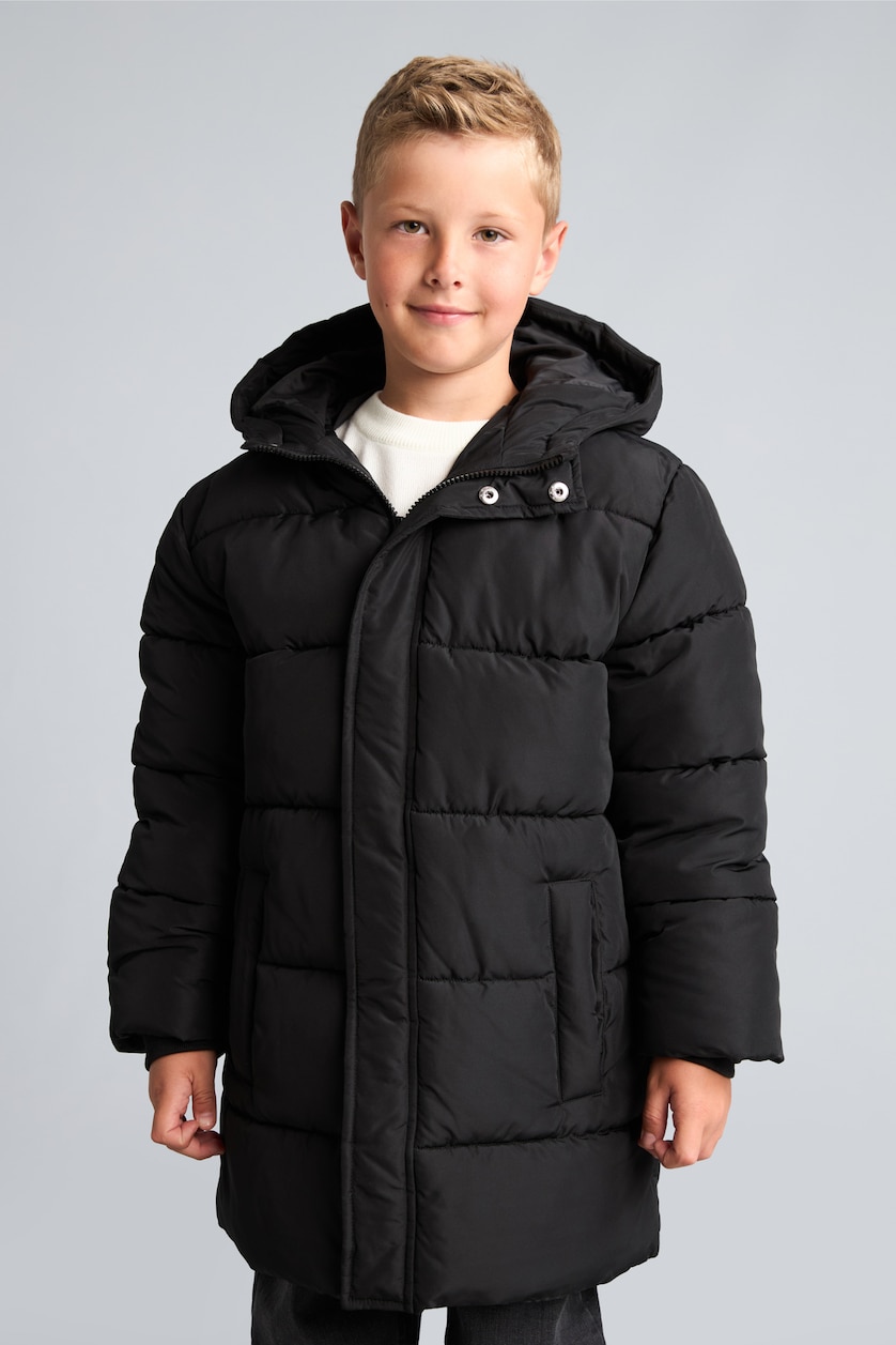 Young Boys - Teen Boys Black Boy Hooded Taffeta Coat