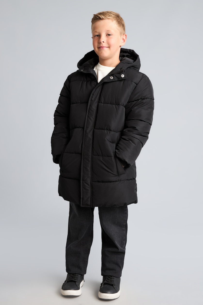 Young Boys - Teen Boys Black Boy Hooded Taffeta Coat