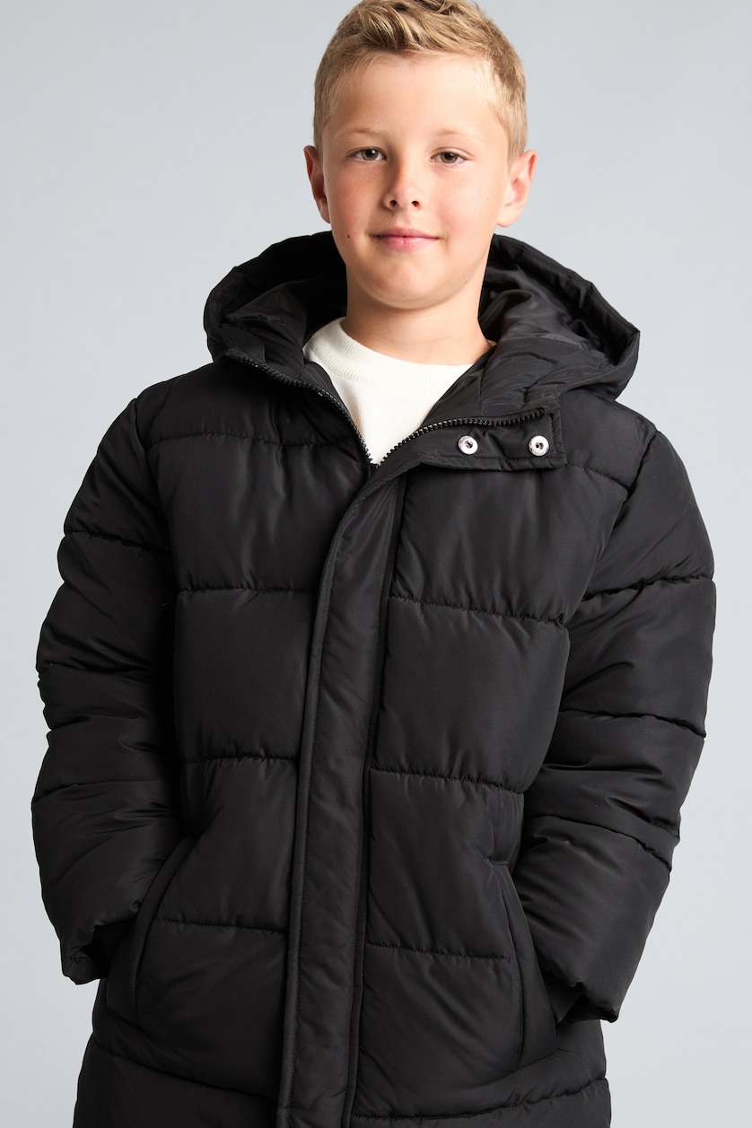 Young Boys - Teen Boys Black Boy Hooded Taffeta Coat