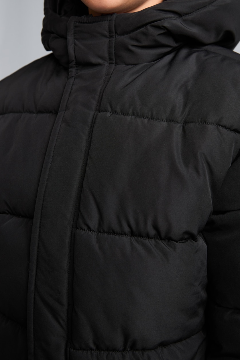 Young Boys - Teen Boys Black Boy Hooded Taffeta Coat