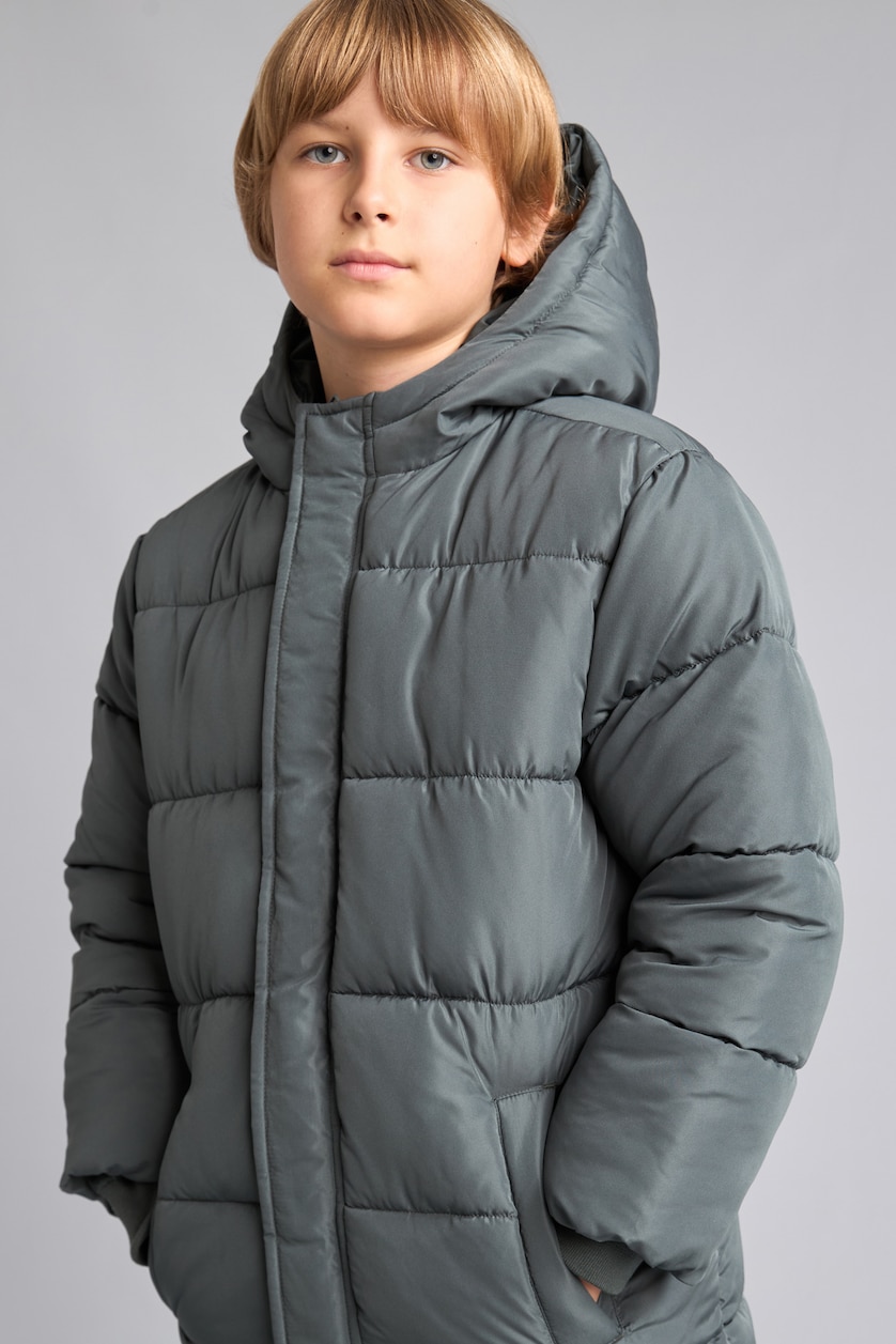 Young Boys - Teen Boys Dark Petrol Boy Hooded Taffeta Coat