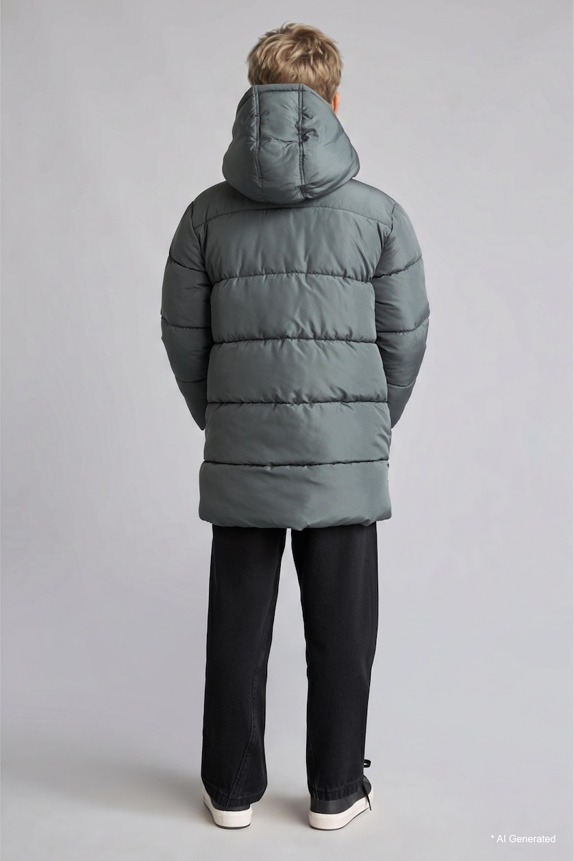 GARÇONS Vert Foncé Manteau Doudoune coupe-vent imperméable avec capuche pour garçon
