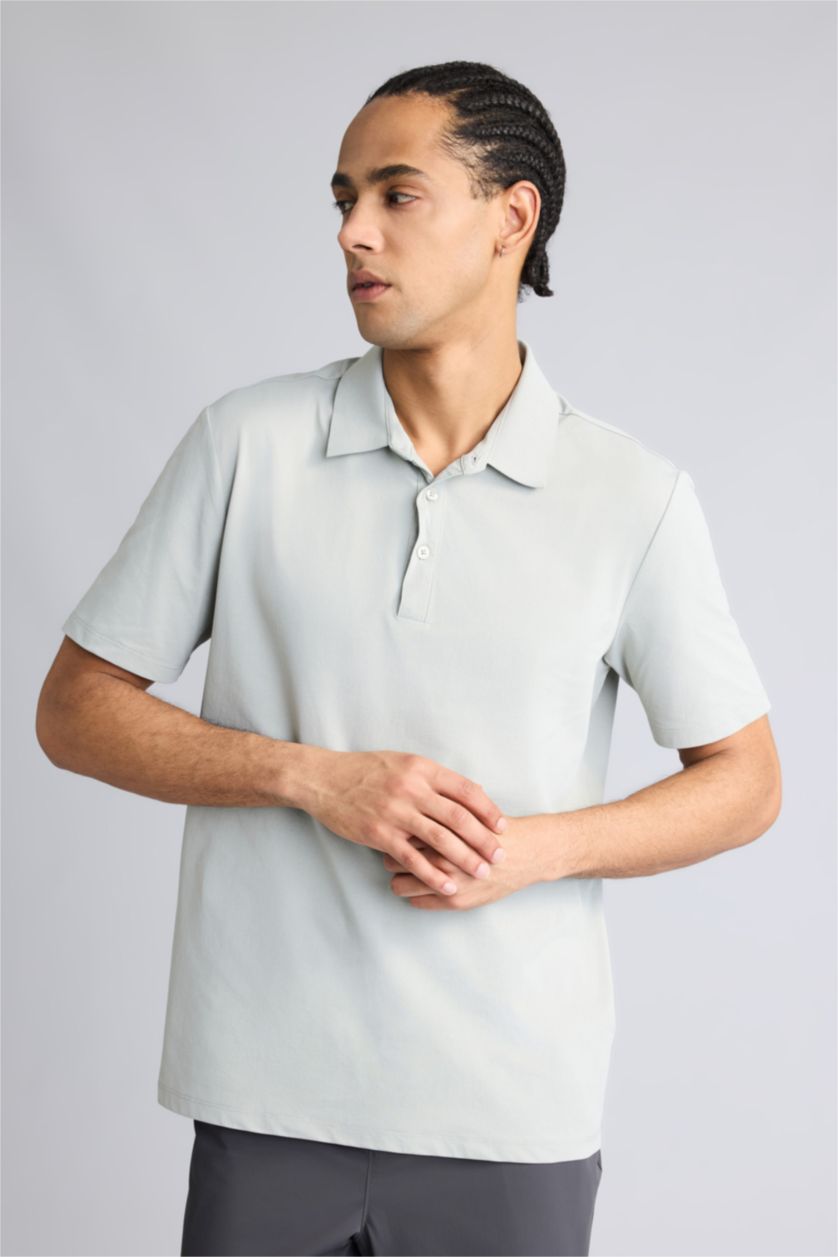 Erkek Mint Melanj Standart Fit Kısa kollu Polo Tişört