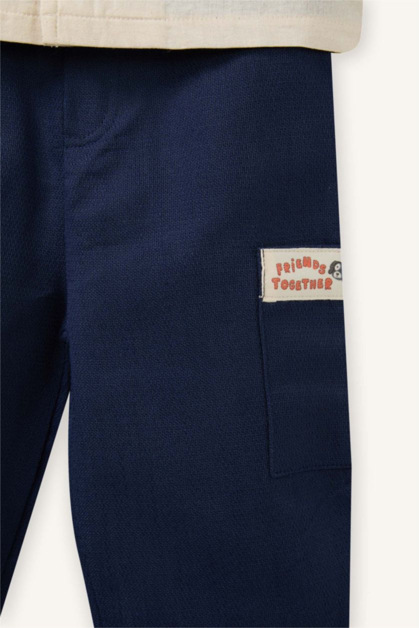 Erkek Bebek Ekru Hayvan Desenli Pamuklu 2'li Takım Erkek Bebek