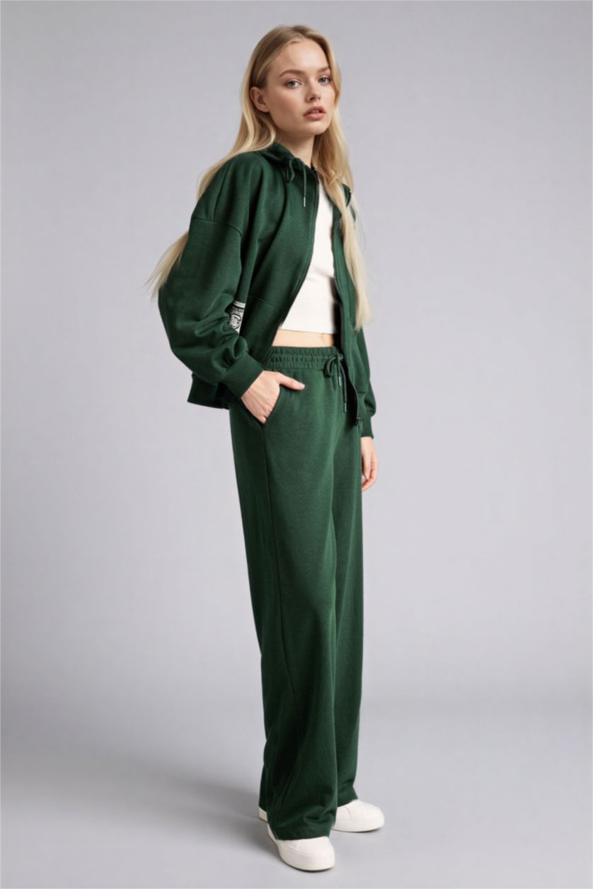 Женщины Темно-зеленый Брюки Wide Leg с принтом-слоганом для женщин Coool