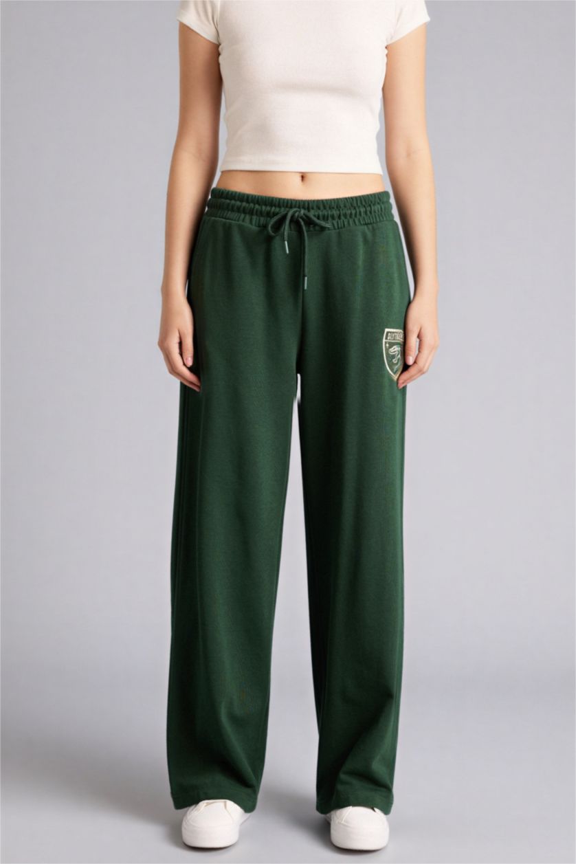 Женщины Темно-зеленый Брюки Wide Leg с принтом-слоганом для женщин Coool