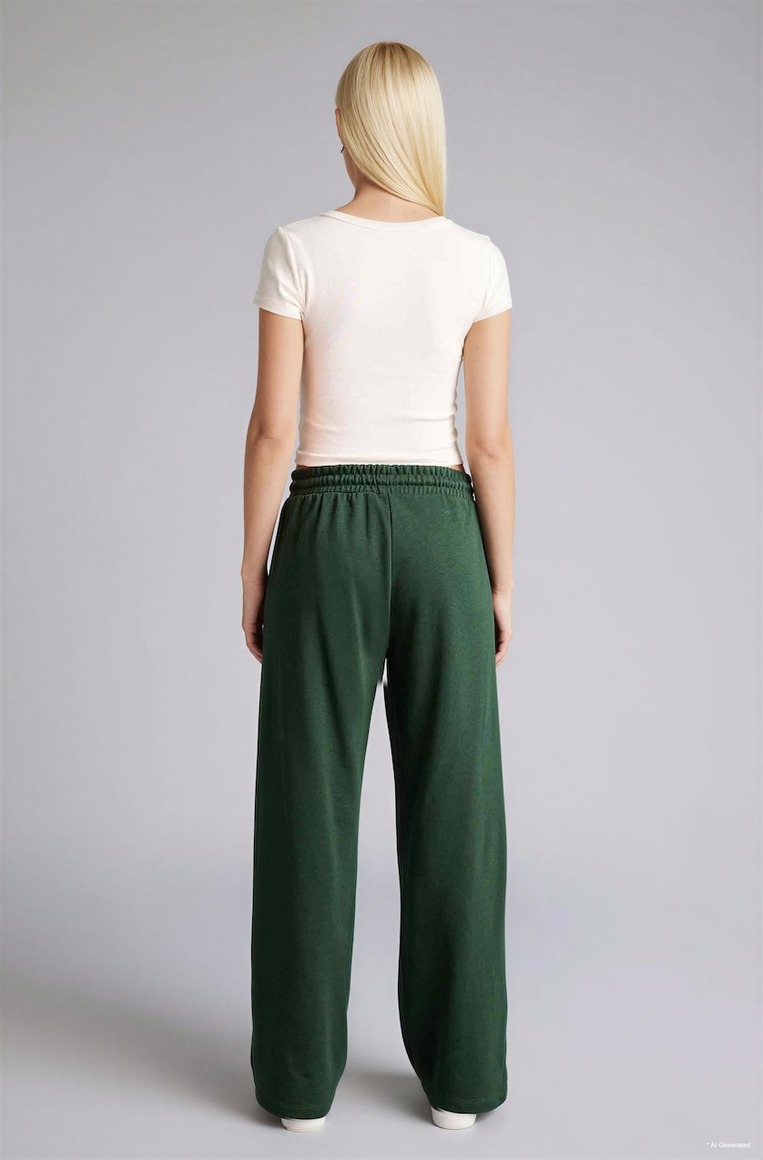 Women Dark Green Wide Leg Trousers