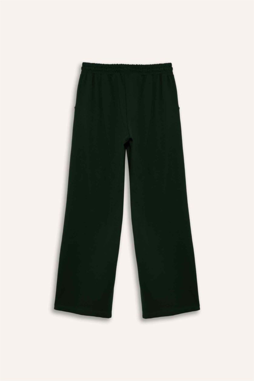 Женщины Темно-зеленый Брюки Wide Leg с принтом-слоганом для женщин Coool