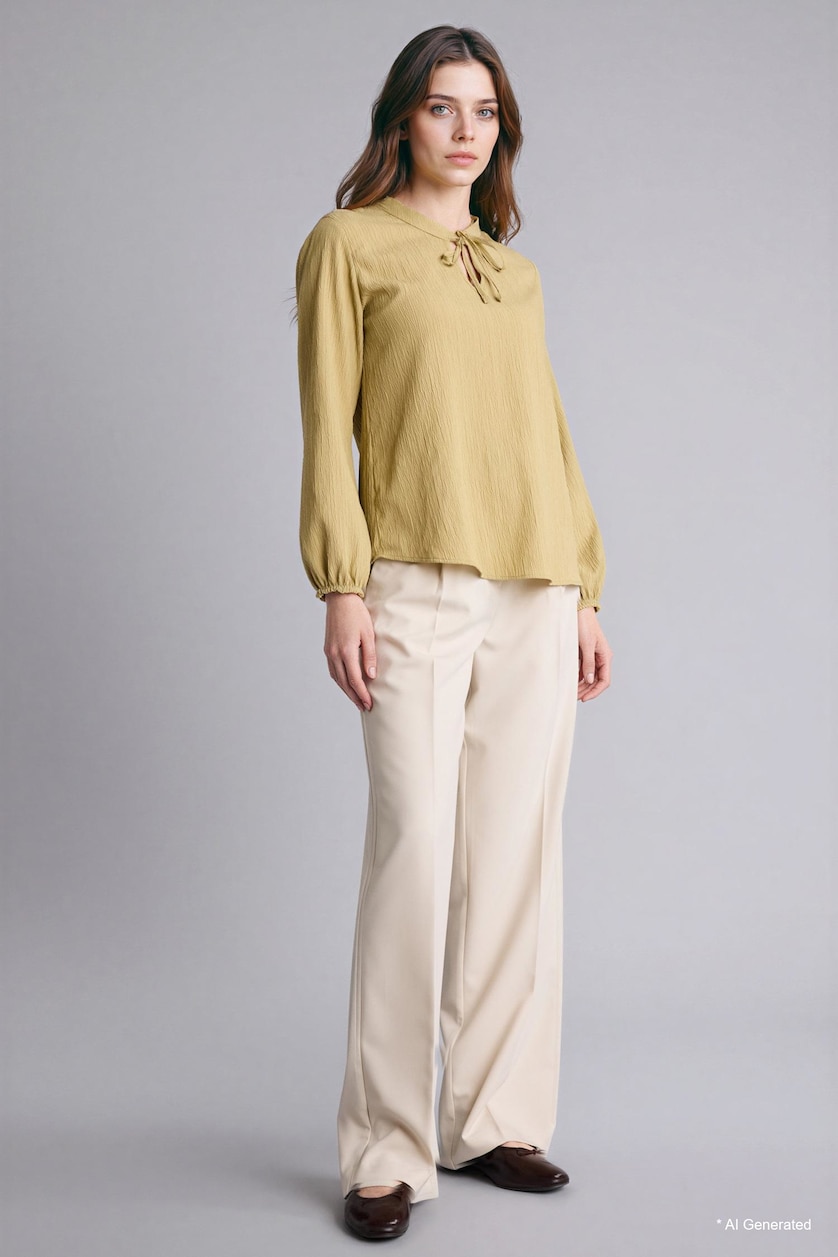 Women Light Khaki Regular Fit Wowen Fabrics