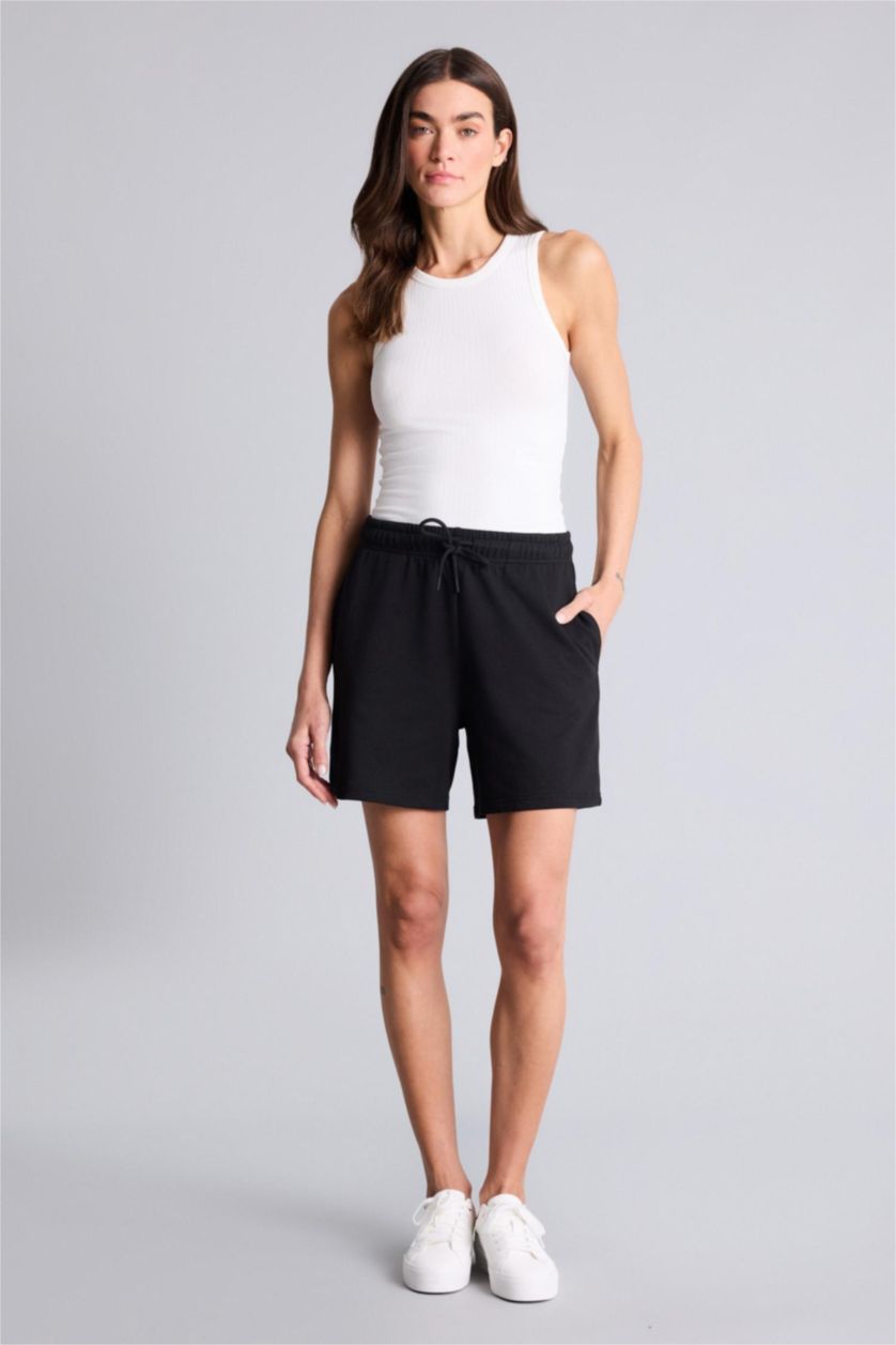 نساء أسود شورت برمودا بيزك