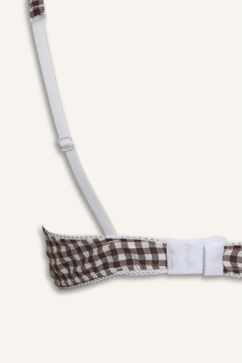 Kadın Vizon Dantel Detaylı Pamuklu Kaplı Pedli Balenli Tişört Bra