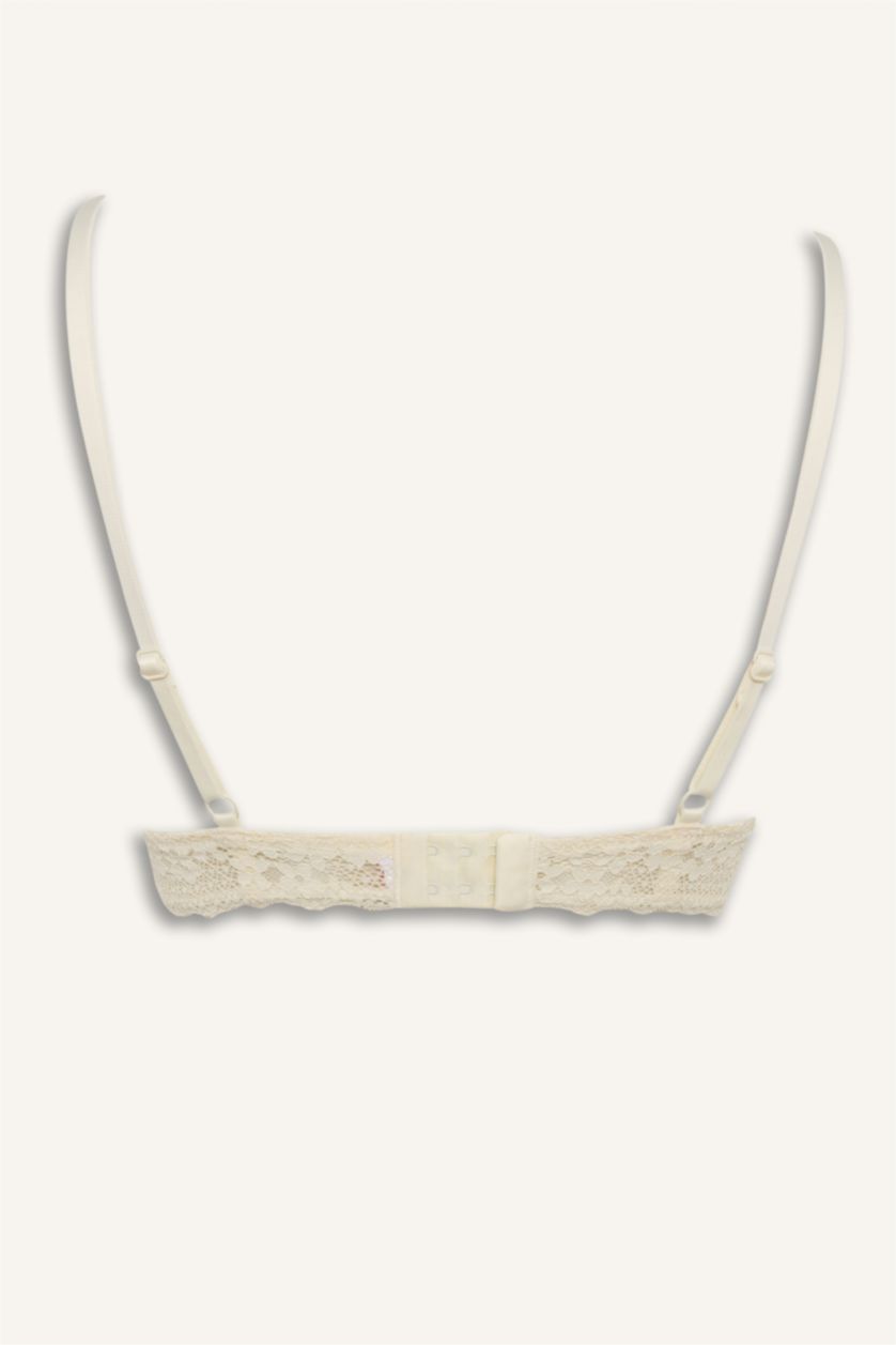 Kadın Ekru Dantelli Kapsız Pedsiz Balensiz Bralet