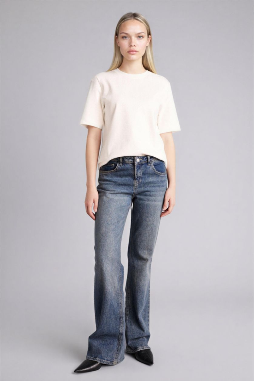 Женщины Белый Футболка Slim Fit с круглым вырезом и коротким рукавом