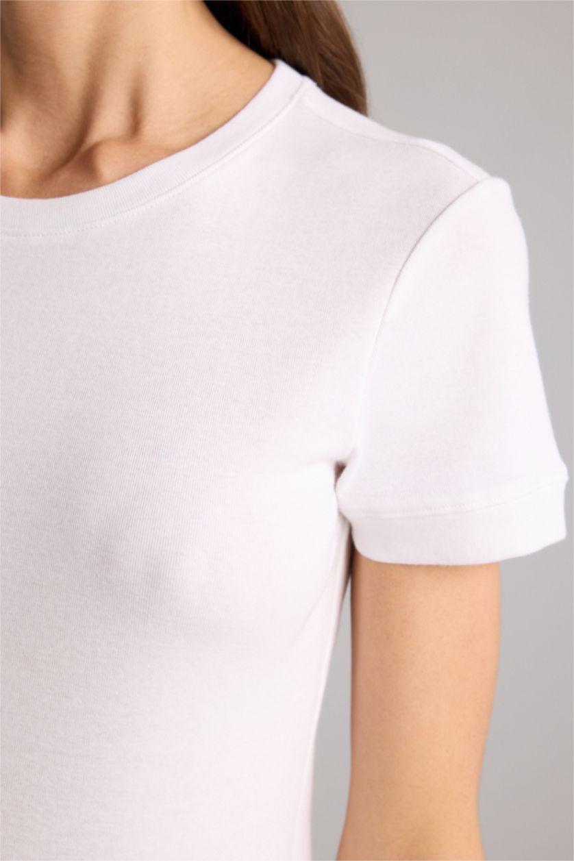 Женщины Белый Regular Fit Ribana Short Sleeve T-Shirt