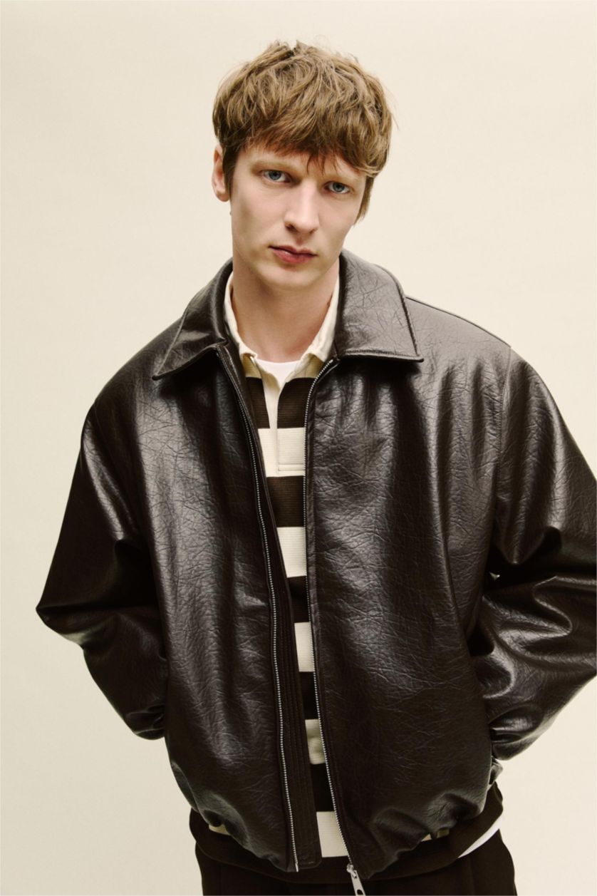 رجال بني جاكيت اوفر سايز