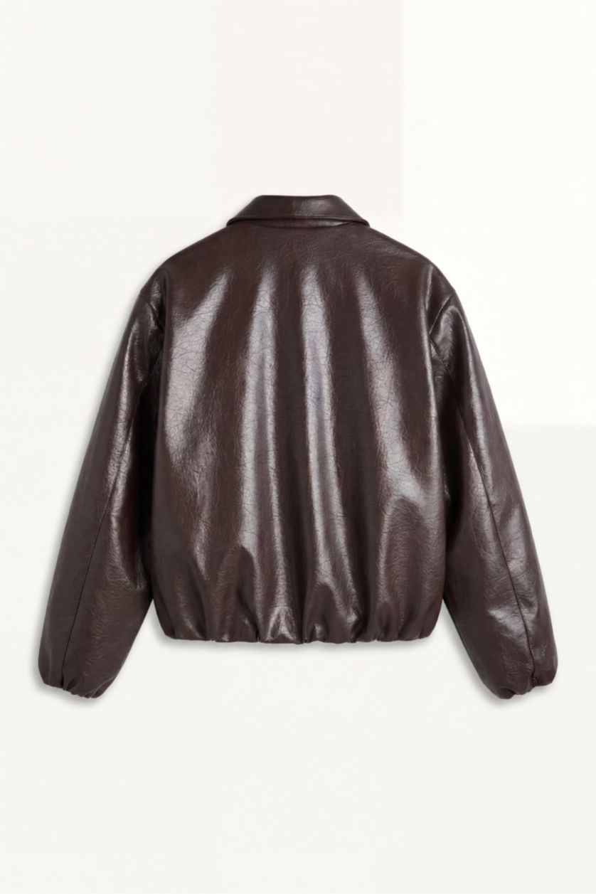 Men Brown Faux Leather Jacket