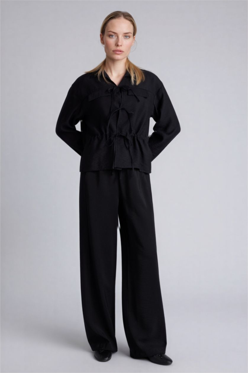 WOMAN Black Straight Fit Trousers