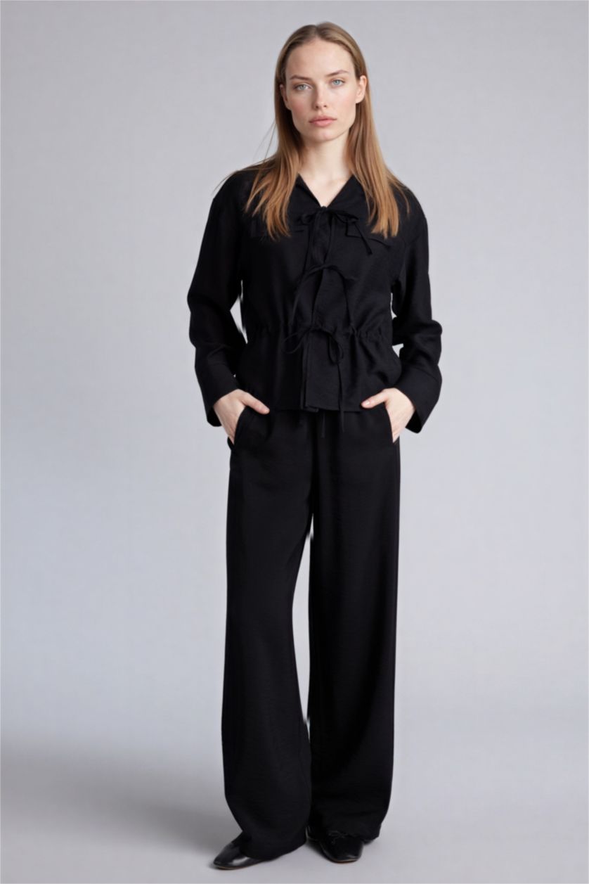 WOMAN Black Straight Fit Trousers