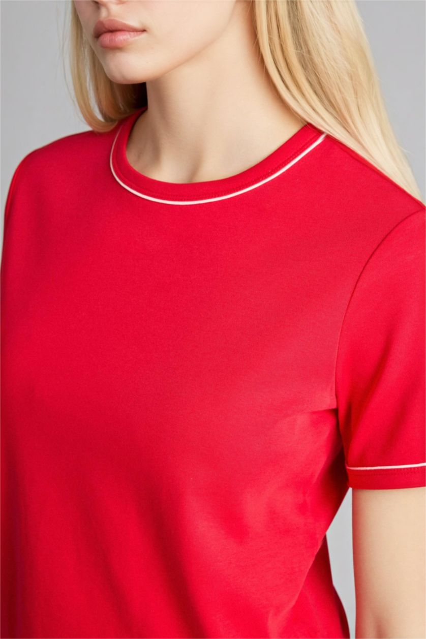 Женщины Красный Футболка Relax Fit с круглым вырезом и коротким рукавом
