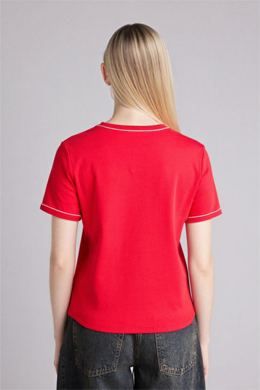 Женщины Красный Футболка Relax Fit с круглым вырезом и коротким рукавом
