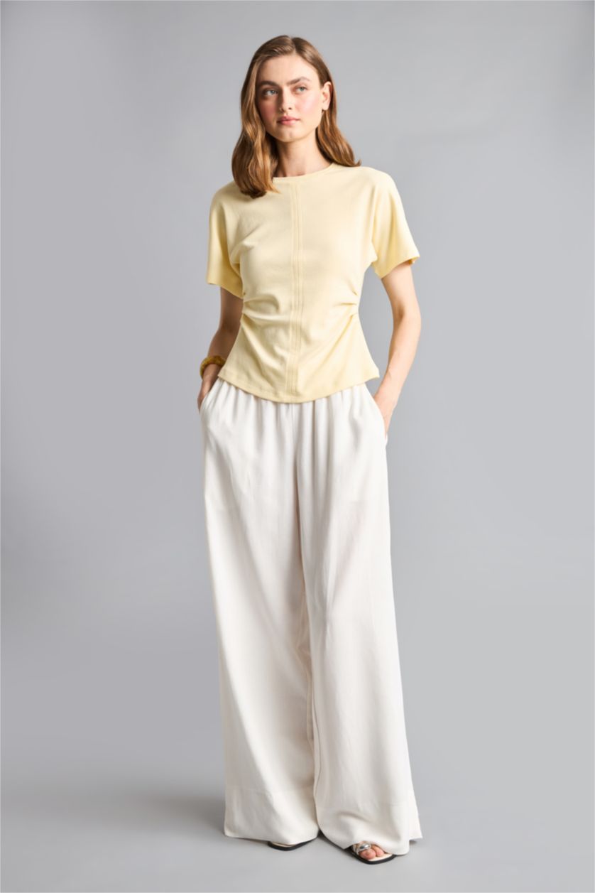 Women Light Yellow Regular Fit Short Sleeve T-Shirt