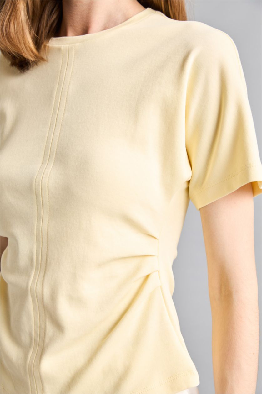 Women Light Yellow Regular Fit Short Sleeve T-Shirt