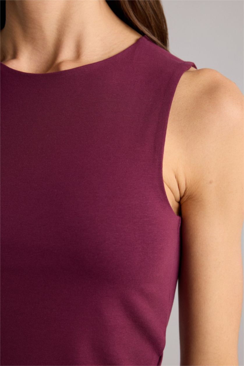 Женщины Фиолетовый Базовая однотонная майка Regular Fit с круглым вырезом