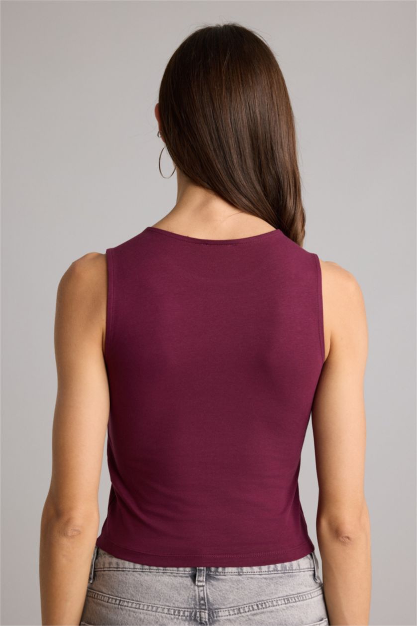 Женщины Фиолетовый Базовая однотонная майка Regular Fit с круглым вырезом