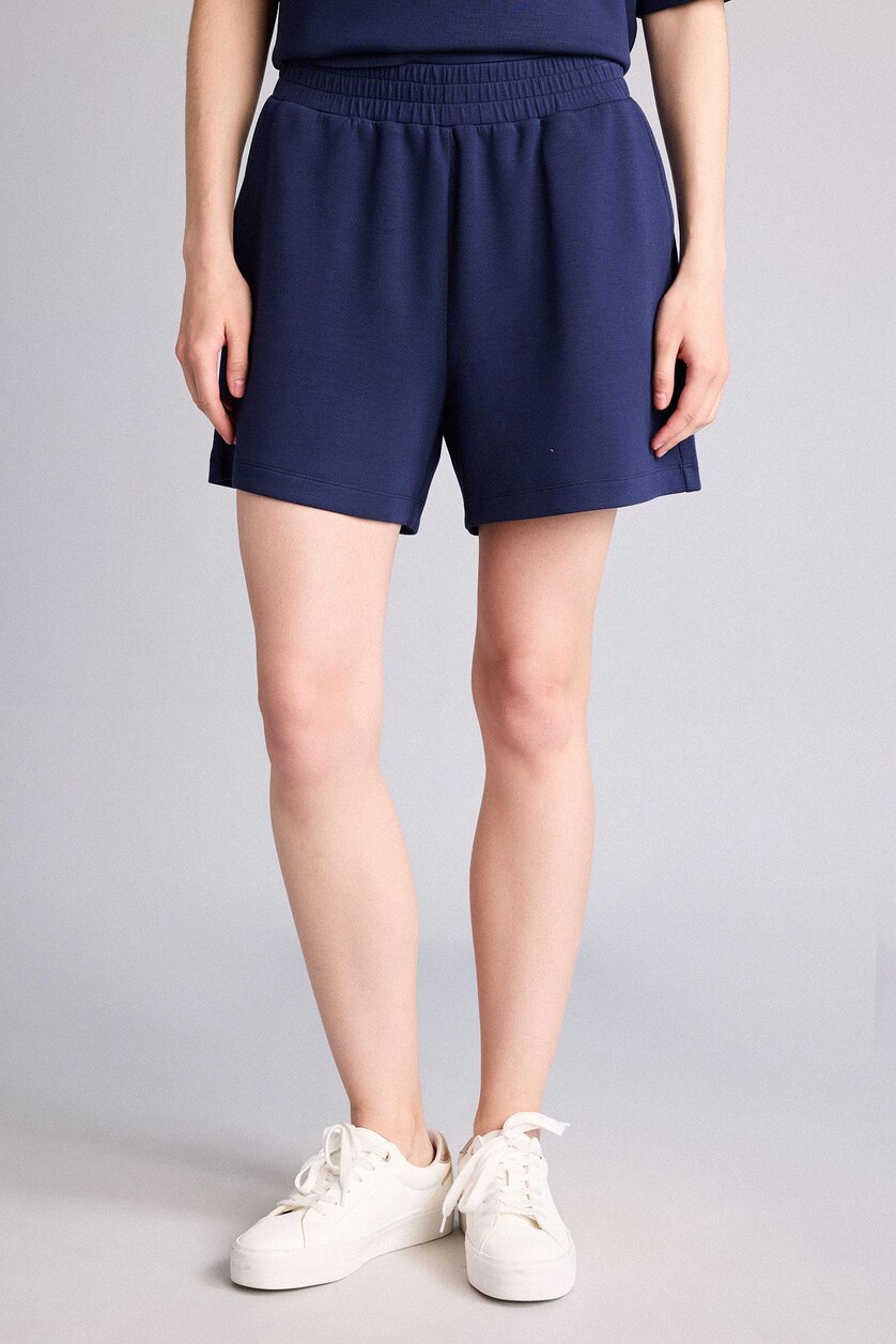 WOMAN NAVY Relax Fit Elastic Waist Shorts