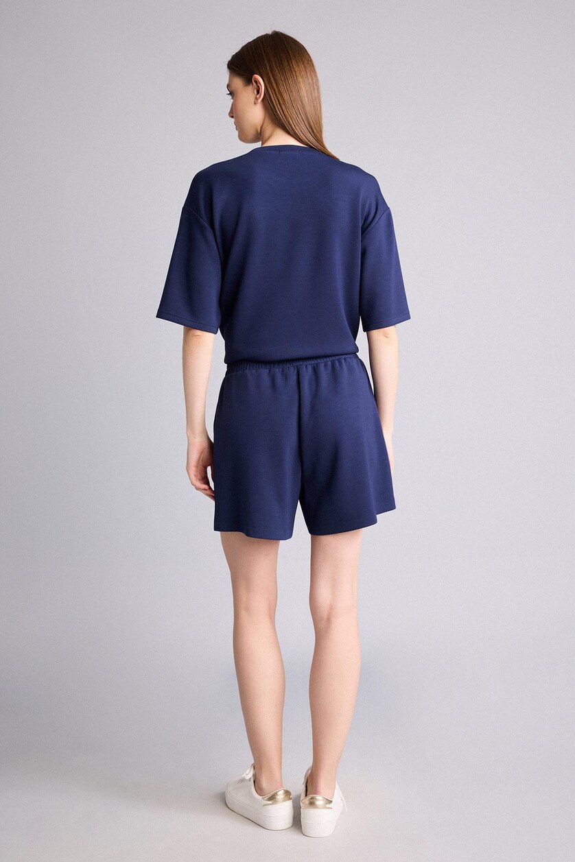 WOMAN NAVY Relax Fit Elastic Waist Shorts