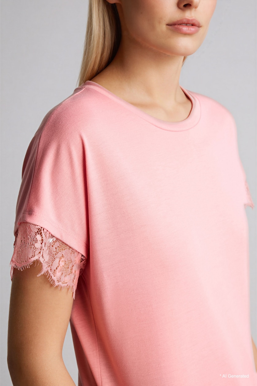 Women Rose Crew Neck Short Sleeve T-Shirt