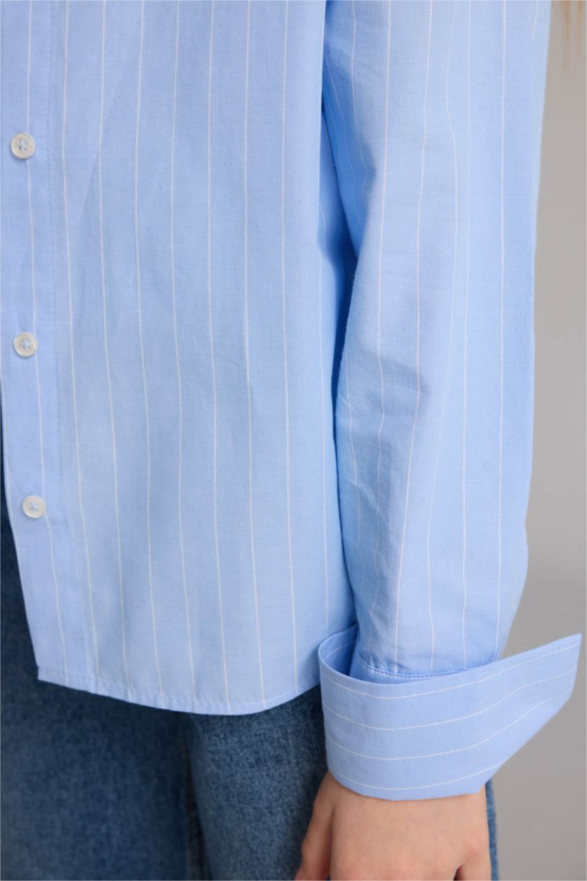 Kız Çocuk - Genç Kız Açık Mavi Poplin Gömlek Kız Çocuk