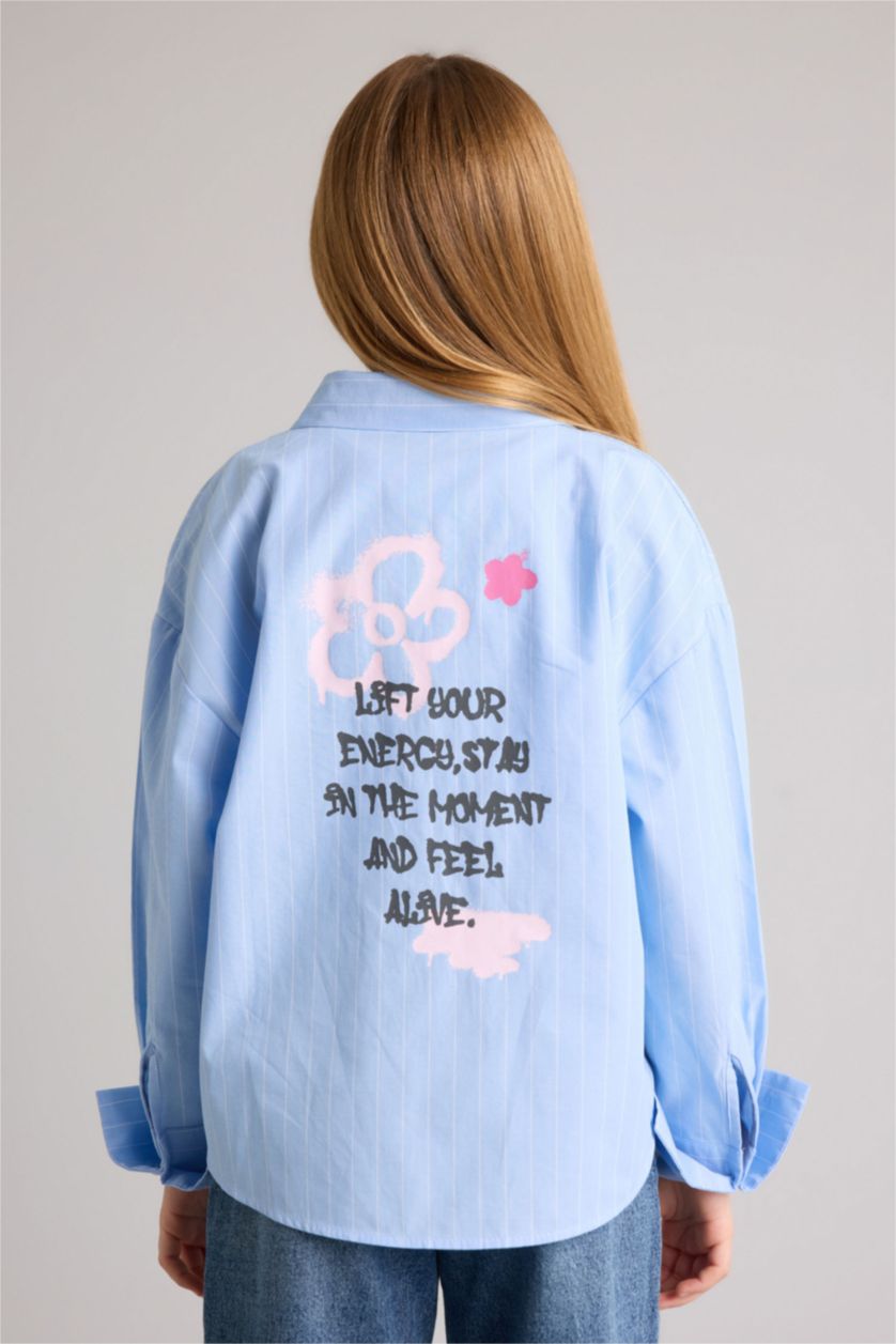 Kız Çocuk - Genç Kız Açık Mavi Poplin Gömlek Kız Çocuk