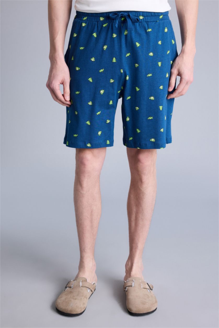 Erkek İndigo Regular Fıt Hayvan Baskılı Kısa Kollu 2'li Takım