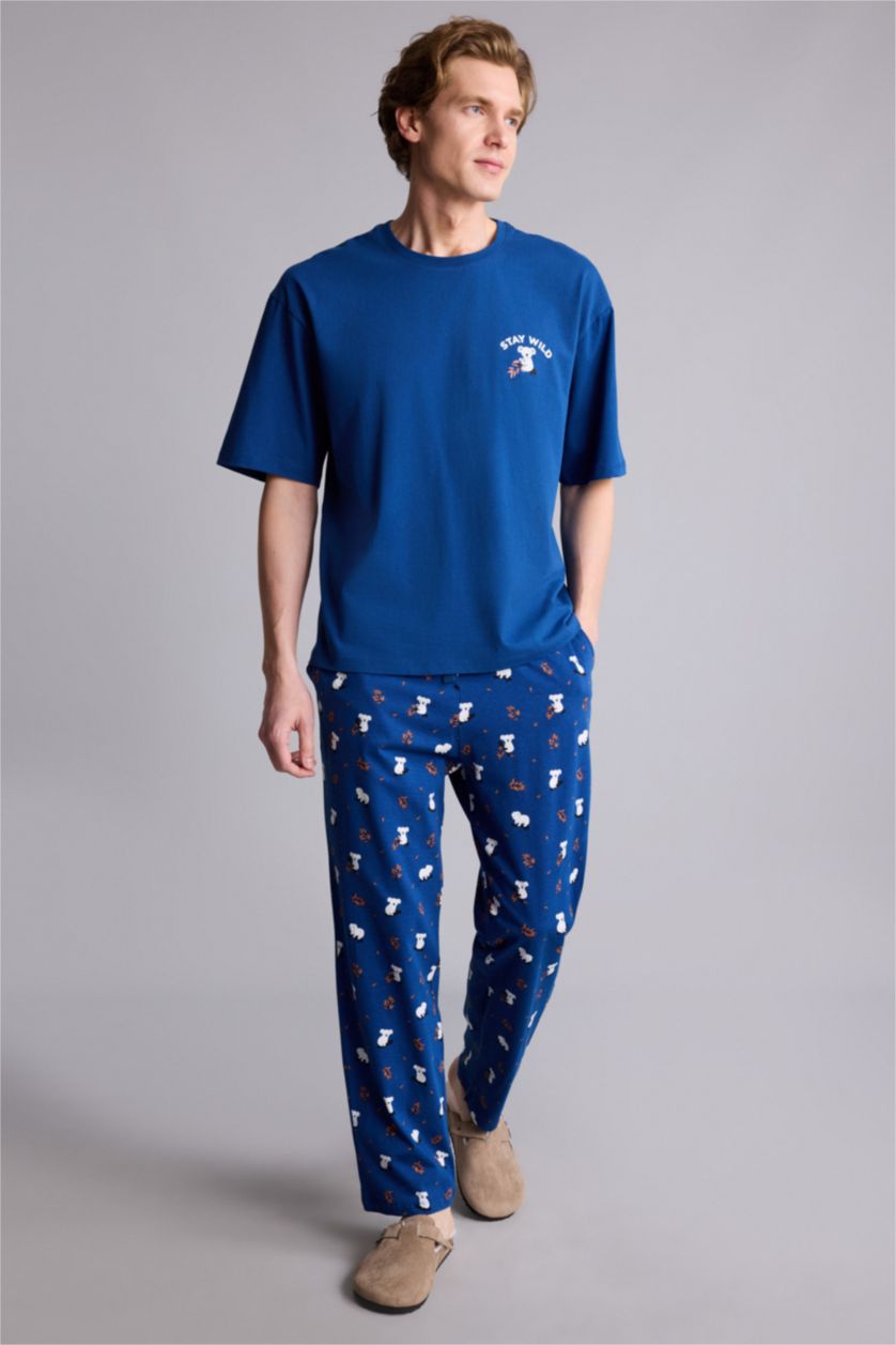 Мужчины Синий Комплект Boxy Fit из 2 предметов с коротким рукавом