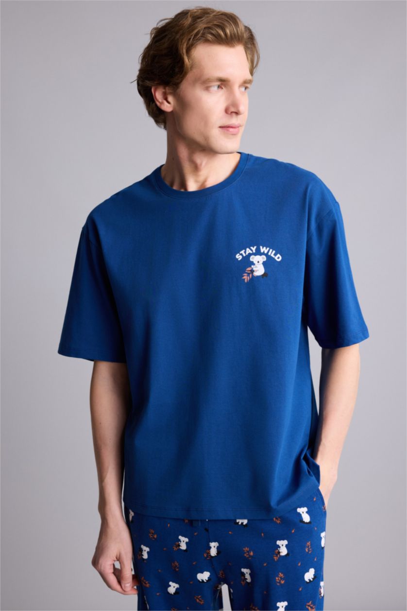 Мужчины Синий Комплект Boxy Fit из 2 предметов с коротким рукавом